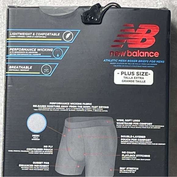 New Balance Boxer Briefs Mens 4XL Red Black Performance Stretch Lightweight - Picture 6 of 7